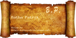 Batha Patrik névjegykártya